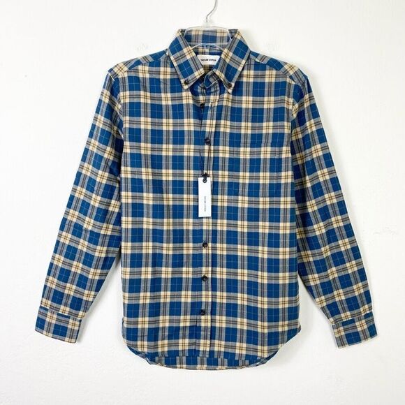 NWT Taylor Stitch the Jack in Brushed Navy Plaid Long Sleeve Button Up Shirt XS - Picture 1 of 7
